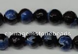 CAG2274 15.5 inches 12mm faceted round fire crackle agate beads