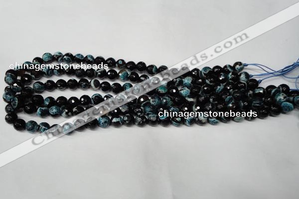 CAG2282 15.5 inches 8mm faceted round fire crackle agate beads