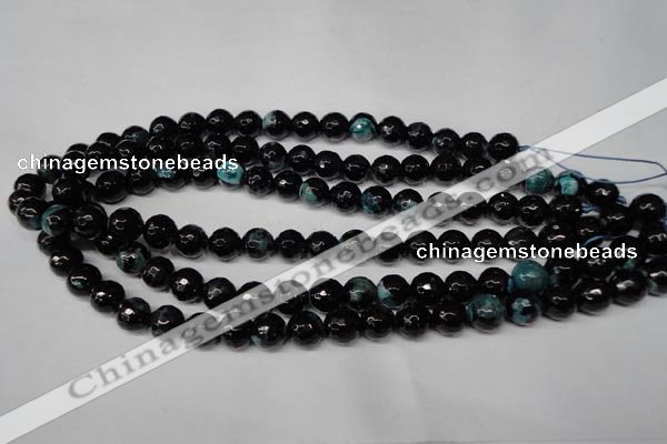 CAG2283 15.5 inches 10mm faceted round fire crackle agate beads