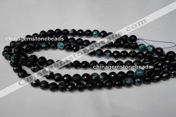 CAG2284 15.5 inches 12mm faceted round fire crackle agate beads