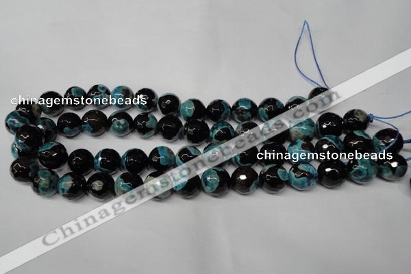 CAG2285 15.5 inches 14mm faceted round fire crackle agate beads