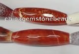 CAG2293 15.5 inches 12*40mm faceted rice fire crackle agate beads