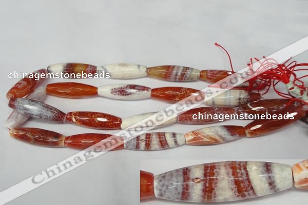 CAG2293 15.5 inches 12*40mm faceted rice fire crackle agate beads