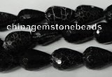 CAG2296 15.5 inches 10*14mm faceted teardrop fire crackle agate beads