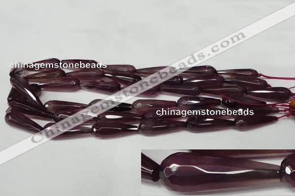 CAG2305 15.5 inches 10*30mm faceted teardrop agate gemstone beads