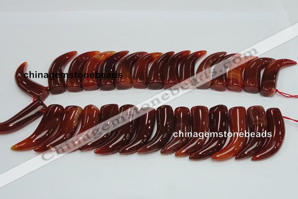 CAG233 15.5 inches 15*46mm horn-shaped red agate gemstone beads