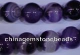 CAG2335 15.5 inches 14mm round violet line agate beads wholesale