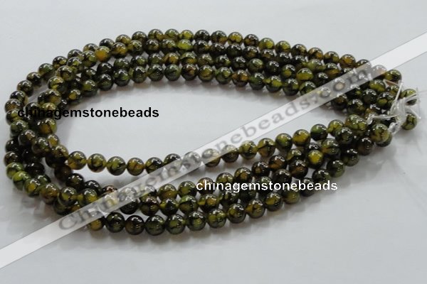 CAG234 15.5 inches 8mm round dragon veins agate gemstone beads