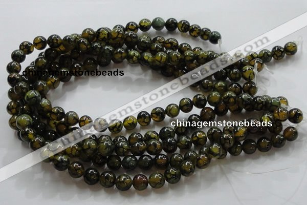 CAG235 15.5 inches 10mm round dragon veins agate gemstone beads