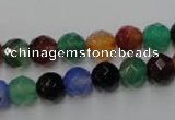 CAG2352 15.5 inches 8mm faceted round multi colored agate beads