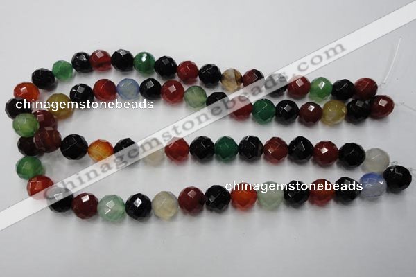 CAG2353 15.5 inches 10mm faceted round multi colored agate beads