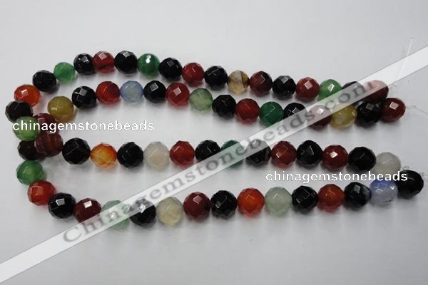 CAG2354 15.5 inches 12mm faceted round multi colored agate beads