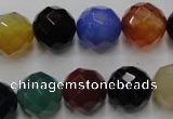 CAG2355 15.5 inches 14mm faceted round multi colored agate beads