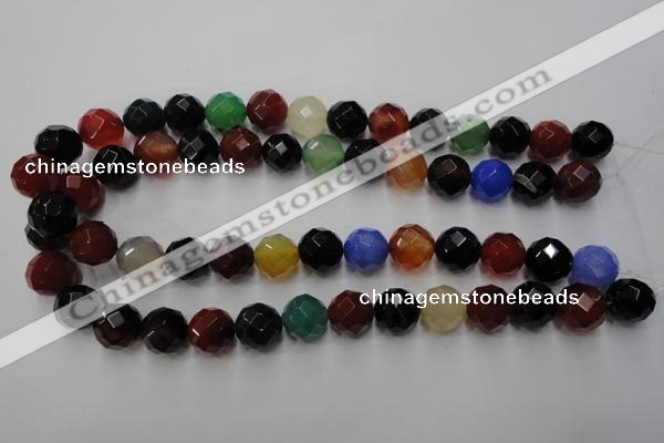 CAG2355 15.5 inches 14mm faceted round multi colored agate beads