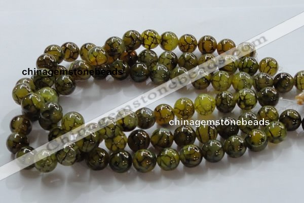 CAG237 15.5 inches 14mm round dragon veins agate gemstone beads