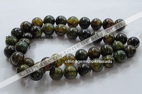 CAG238 15.5 inches 18mm round dragon veins agate gemstone beads