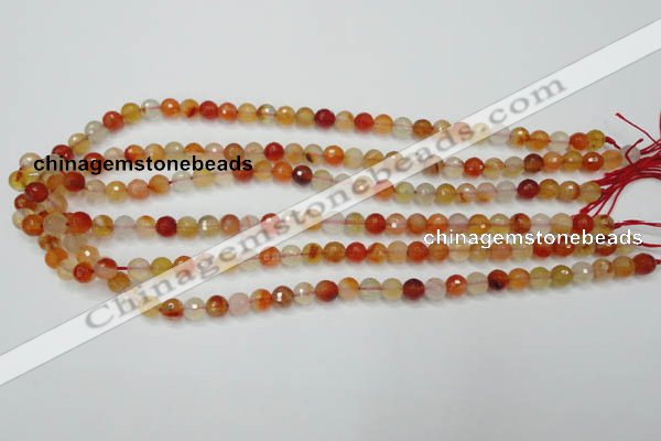 CAG2381 15.5 inches 6mm faceted round red agate beads wholesale