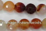 CAG2385 15.5 inches 14mm faceted round red agate beads wholesale