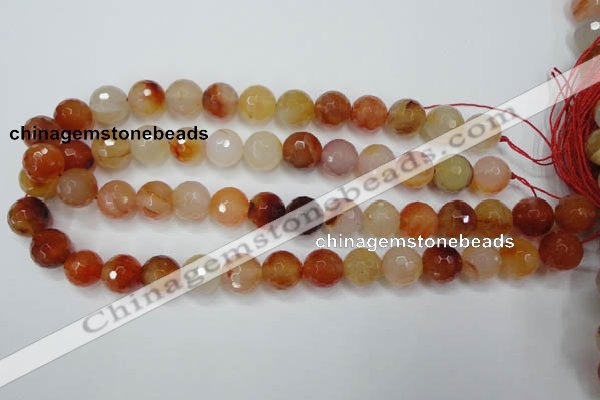 CAG2385 15.5 inches 14mm faceted round red agate beads wholesale