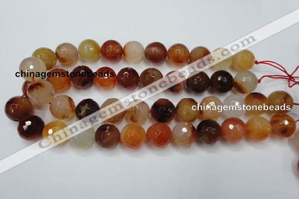 CAG2386 15.5 inches 16mm faceted round red agate beads wholesale