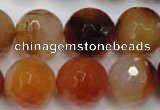 CAG2387 15.5 inches 18mm faceted round red agate beads wholesale