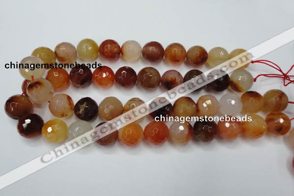 CAG2387 15.5 inches 18mm faceted round red agate beads wholesale