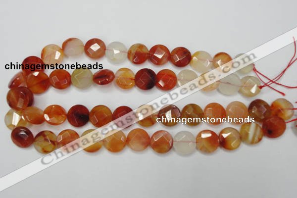 CAG2394 15.5 inches 16mm faceted coin red agate beads wholesale