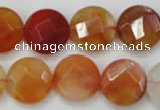CAG2396 15.5 inches 20mm faceted coin red agate beads wholesale