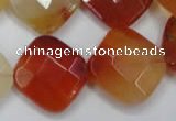 CAG2404 15.5 inches 20*20mm faceted diamond red agate beads wholesale