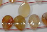 CAG2408 Top-drilled 13*18mm faceted flat teardrop red agate beads