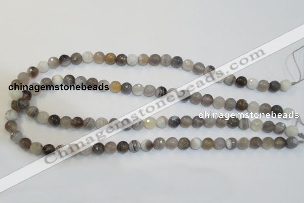 CAG2422 15.5 inches 8mm faceted round Chinese botswana agate beads
