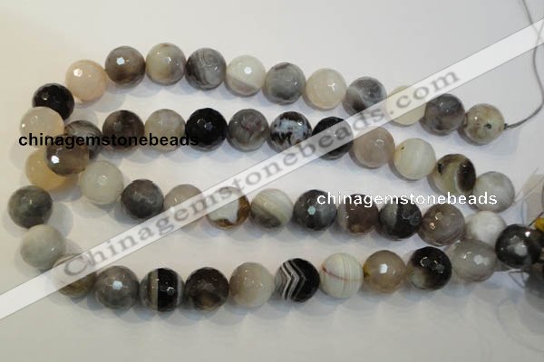 CAG2426 15.5 inches 16mm faceted round Chinese botswana agate beads