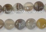 CAG2435 15.5 inches 12mm flat round Chinese botswana agate beads