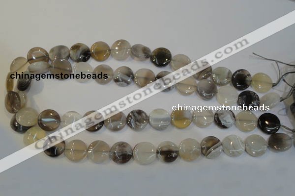 CAG2436 15.5 inches 14mm flat round Chinese botswana agate beads