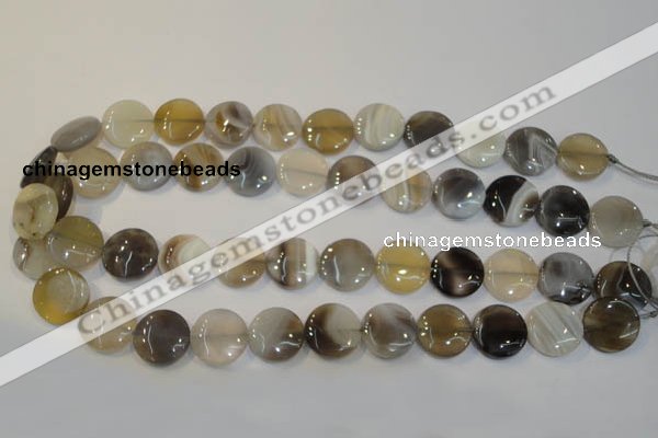 CAG2437 15.5 inches 16mm flat round Chinese botswana agate beads