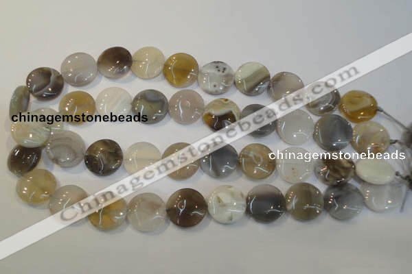 CAG2438 15.5 inches 18mm flat round Chinese botswana agate beads