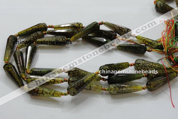 CAG246 15.5 inches 13*40mm faceted teardrop dragon veins agate beads