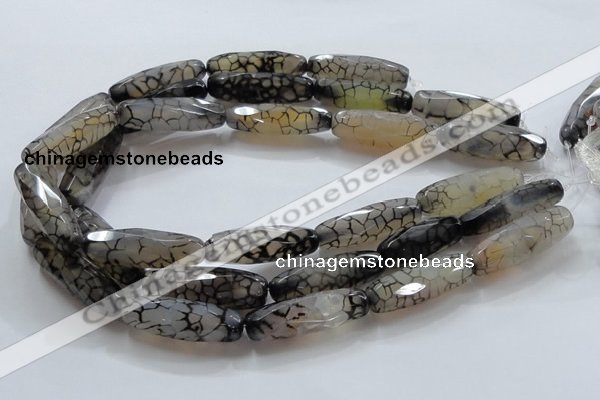 CAG247 15.5 inches 15*40mm faceted column dragon veins agate beads