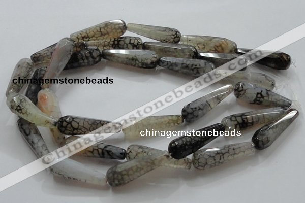 CAG248 15.5 inches 12*40mm faceted teardrop dragon veins agate beads