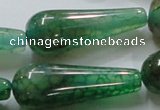 CAG253 15.5 inches 15*40mm teardrop green dragon veins agate beads