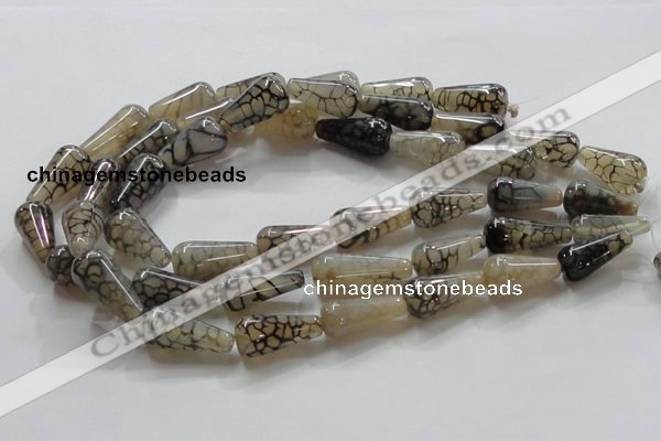 CAG254 15.5 inches 13*26mm teardrop dragon veins agate beads