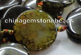 CAG256 15.5 inches 35mm coin dragon veins agate gemstone beads