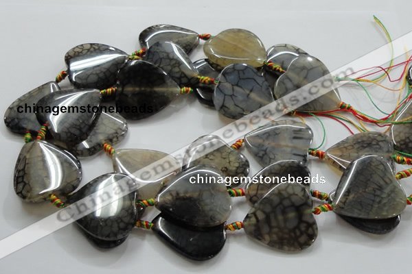 CAG257 15.5 inches 35*35mm heart dragon veins agate gemstone beads