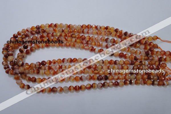 CAG2701 15.5 inches 6mm faceted round red line agate beads