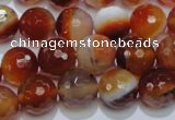 CAG2704 15.5 inches 12mm faceted round red line agate beads