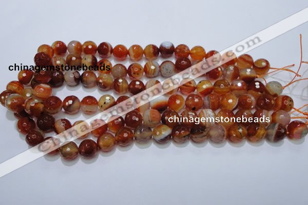 CAG2704 15.5 inches 12mm faceted round red line agate beads