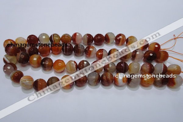 CAG2705 15.5 inches 14mm faceted round red line agate beads