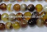 CAG2711 15.5 inches 6mm faceted round yellow line agate beads