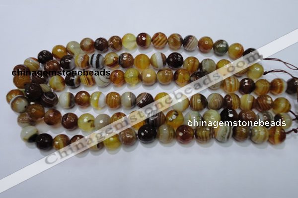 CAG2711 15.5 inches 6mm faceted round yellow line agate beads