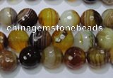 CAG2712 15.5 inches 8mm faceted round yellow line agate beads